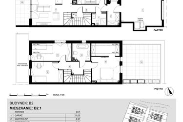 Rzut - Dom na sprzedaż 5 pokoi o powierzchni 126,6 m² - numer B2.1 w Ville Przy Białej