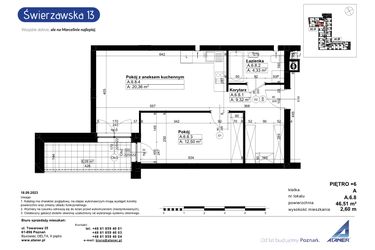 Rzut - Mieszkanie na sprzedaż 2 pokoje o powierzchni 46,51 m² - numer A/6/8 w Świerzawska 13