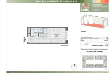 Rzut - Mieszkanie na sprzedaż 1 pokój o powierzchni 18,78 m² - numer 2.25 w START PARK