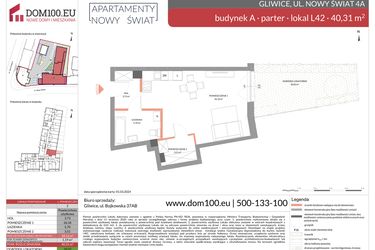 Rzut - Mieszkanie na sprzedaż 2 pokoje o powierzchni 40,31 m² - numer L42 w Apartamenty Nowy Świat - inwestycyjne
