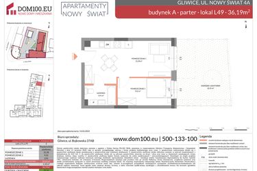 Rzut - Mieszkanie na sprzedaż 2 pokoje o powierzchni 36,19 m² - numer L49 w Apartamenty Nowy Świat - inwestycyjne