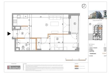Rzut - Mieszkanie na sprzedaż 2 pokoje o powierzchni 44,96 m² - numer A3/6 w 5th Avenue Apartments