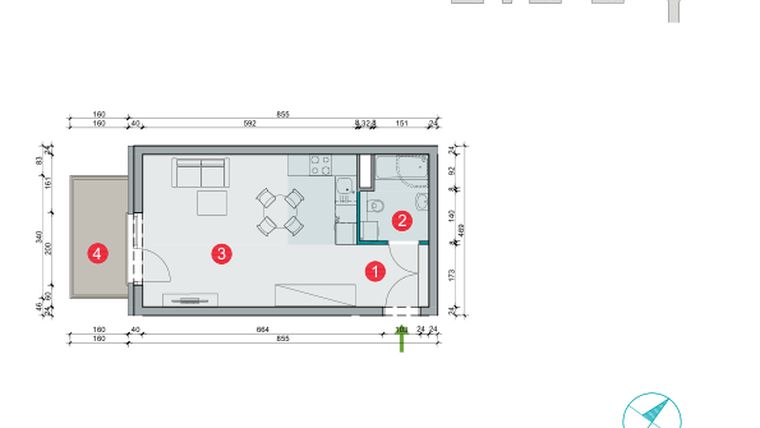 Rzut - Mieszkanie na sprzedaż 1 pokój o powierzchni 32,22 m² - numer 8.47 w Osiedle Uniwersyteckie etap III