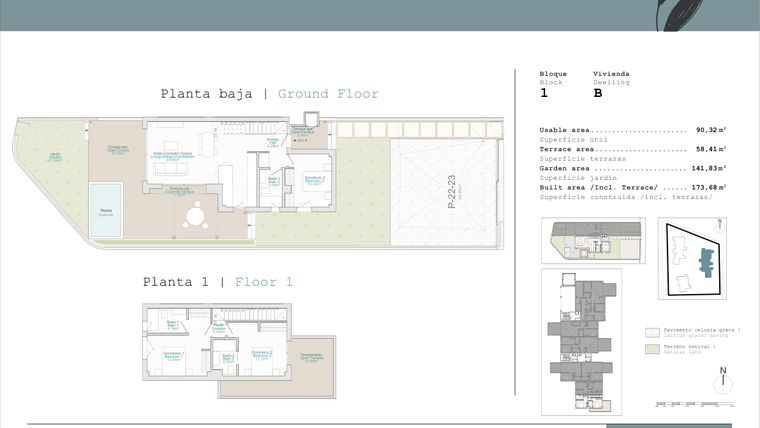 Rzut - Mieszkanie na sprzedaż 3 pokoje o powierzchni 90,32 m² - numer ADO-B w Talasa Celeus y Terra by Quadratia
