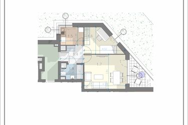 Rzut - Mieszkanie na sprzedaż 2 pokoje o powierzchni 40,9 m² - numer 1 w Residence Przewóz 41