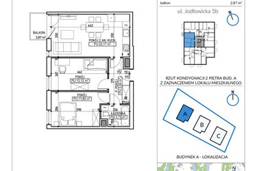 Rzut - Mieszkanie na sprzedaż 1 pokój o powierzchni 55,66 m² - numer 5B-16 w Jodłowicka 5