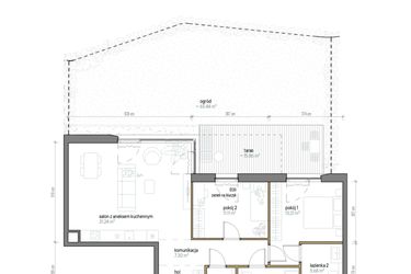 Rzut - Mieszkanie na sprzedaż 3 pokoje o powierzchni 79,02 m² - numer B/-1/2 w Kopernika 71
