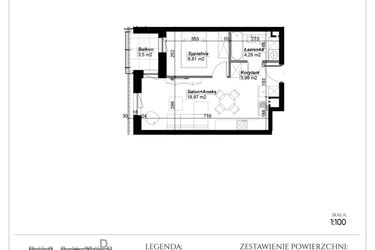 Rzut - Mieszkanie na sprzedaż 2 pokoje o powierzchni 37,06 m² - numer C.66 w Narcyzowe Wzgórza II