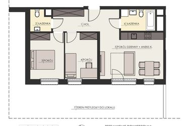 Rzut - Mieszkanie na sprzedaż 3 pokoje o powierzchni 59,29 m² - numer 2 w Osiedle Platinum III