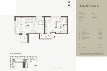 Rzut - Mieszkanie na sprzedaż 2 pokoje o powierzchni 100,37 m² - numer 66 w Monument