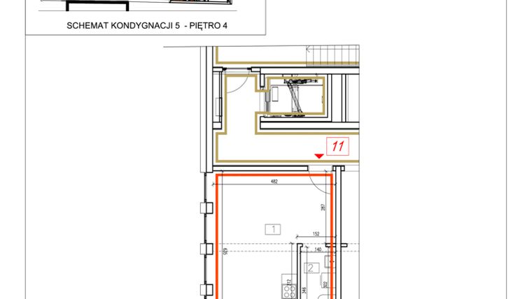 Rzut - Mieszkanie na sprzedaż 1 pokój o powierzchni 29,84 m² - numer 11 w Alchemik74 - lokale użytkowe