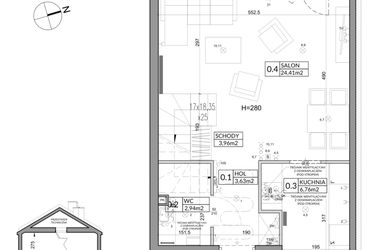Rzut - Dom na sprzedaż 3 pokoje o powierzchni 83,33 m² - numer 3A w Nova Magdalenka 7