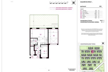 Rzut - Mieszkanie na sprzedaż 2 pokoje o powierzchni 62,4 m² - numer A8-1 w Aleja Kwitnącej Wiśni