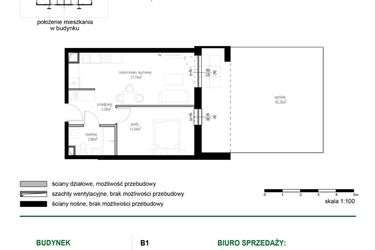 Rzut - Mieszkanie na sprzedaż 2 pokoje o powierzchni 38,32 m² - numer M2 w Wędrowna