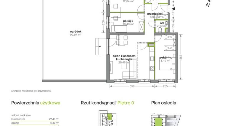 Rzut - Mieszkanie na sprzedaż 4 pokoje o powierzchni 83,24 m² - numer K2/0/11 w Cynamonowa Vita