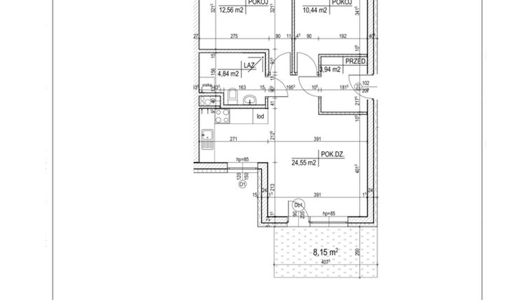 Rzut - Mieszkanie na sprzedaż 3 pokoje o powierzchni 56,33 m² - numer C4 w Bruska