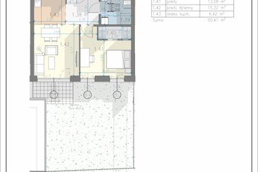 Rzut - Mieszkanie na sprzedaż 2 pokoje o powierzchni 50,41 m² - numer 7 w Residence Przewóz 41