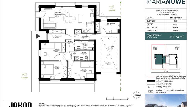 Rzut - Dom na sprzedaż 4 pokoje o powierzchni 113,73 m² - numer 65C/2 w Osiedle Marianowe