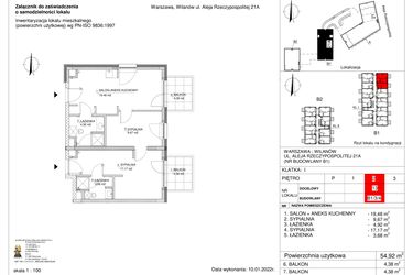 Rzut - Mieszkanie na sprzedaż 2 pokoje o powierzchni 54,92 m² - numer 13 w RZ21