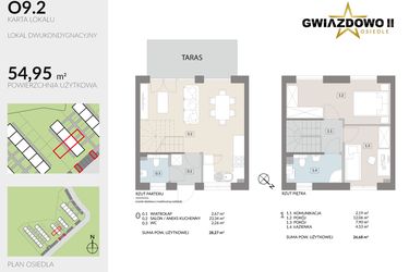 Rzut - Dom na sprzedaż 4 pokoje o powierzchni 54,95 m² - numer O9.2 w Gwiazdowo II