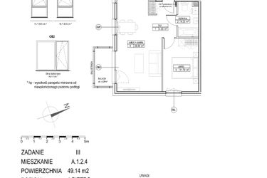 Rzut - Mieszkanie na sprzedaż 2 pokoje o powierzchni 49,14 m² - numer A.1.2.4 w Atut III