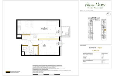 Rzut - Mieszkanie na sprzedaż 2 pokoje o powierzchni 43,66 m² - numer 59 w Aura Nova etap II