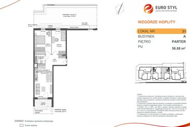 Rzut - Mieszkanie na sprzedaż 3 pokoje o powierzchni 56,88 m² - numer 1_1_A_0_31 w Wzgórze Hoplity