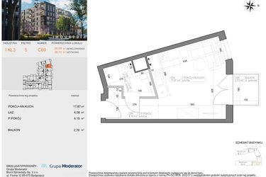 Rzut - Mieszkanie na sprzedaż 1 pokój o powierzchni 26,1 m² - numer I-C69 w Industria etap I-D oraz I-C