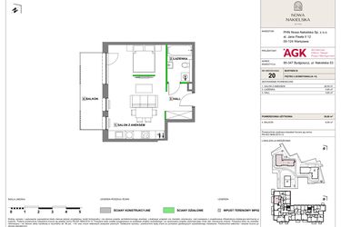 Rzut - Mieszkanie na sprzedaż 1 pokój o powierzchni 38 m² - numer NN-B-LM-20 w Nowa Nakielska by PHN