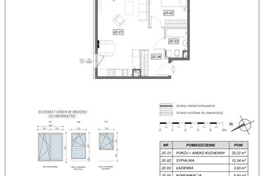 Rzut - Mieszkanie na sprzedaż 2 pokoje o powierzchni 47,79 m² - numer 9.A.20 w Nowe Południe bud. 9