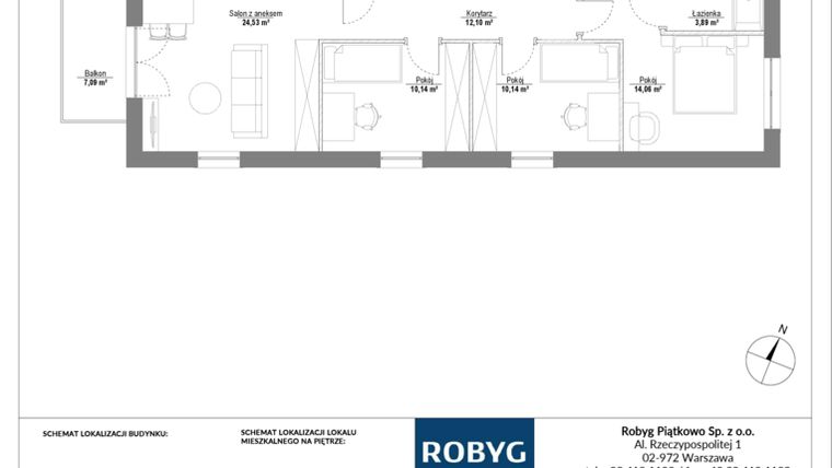 Rzut - Mieszkanie na sprzedaż 4 pokoje o powierzchni 79,03 m² - numer E.3M04 w Początek Piątkowo bud. E