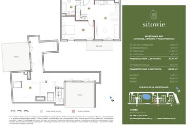 Rzut - Mieszkanie na sprzedaż 3 pokoje o powierzchni 85,88 m² - numer B50 w Sitowie