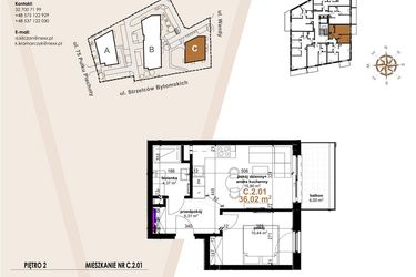 Rzut - Mieszkanie na sprzedaż 2 pokoje o powierzchni 36,02 m² - numer C.2.1 w Vanda Park