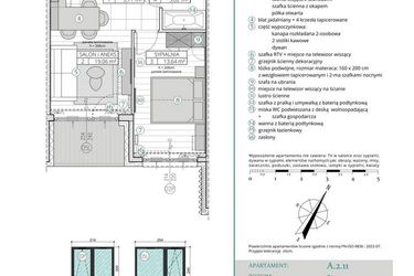 Rzut - Mieszkanie na sprzedaż 2 pokoje o powierzchni 41,43 m² - numer A.2.11 w Remedium