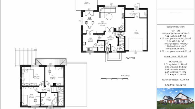 Rzut - Dom na sprzedaż 4 pokoje o powierzchni 127,73 m² - numer R.12 w Osiedle Niekanin