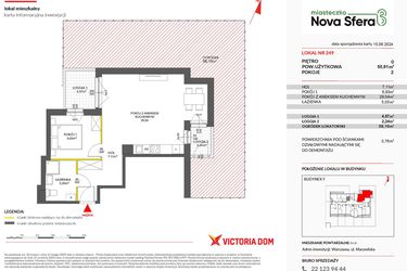Rzut - Mieszkanie na sprzedaż 2 pokoje o powierzchni 50,91 m² - numer 249 w Miasteczko Nova Sfera 3