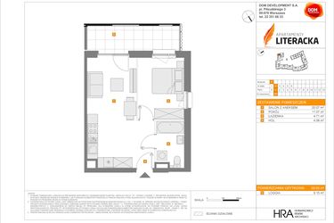 Rzut - Mieszkanie na sprzedaż 2 pokoje o powierzchni 39,93 m² - numer F.69 w Apartamenty Literacka etap 2.3