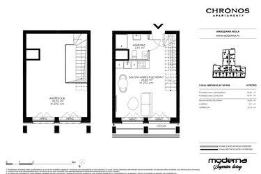 Rzut - Mieszkanie na sprzedaż 2 pokoje o powierzchni 50,5 m² - numer 609 w Chronos