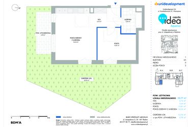 Rzut - Mieszkanie na sprzedaż 2 pokoje o powierzchni 50,77 m² - numer 6A/1 w Osiedle Idea Aquarius