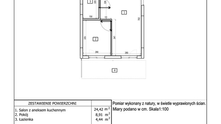 Rzut - Mieszkanie na sprzedaż 2 pokoje o powierzchni 37,77 m² - numer 99 w Aquamarina Dąbki