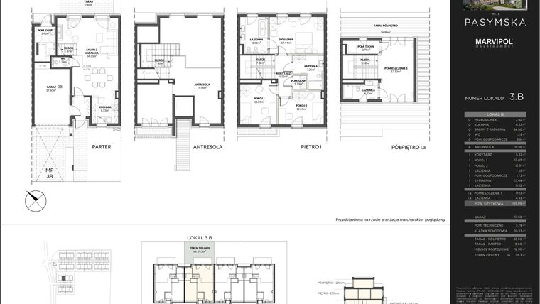 Rzut - Mieszkanie na sprzedaż 4 pokoje o powierzchni 155,89 m² - numer 3B w Wille Pasymska