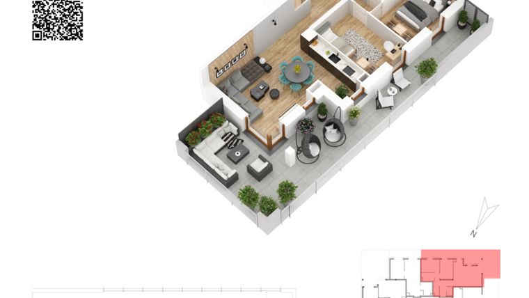 Rzut - Mieszkanie na sprzedaż 3 pokoje o powierzchni 63,38 m² - numer 3 w Villa Park - Etap IV
