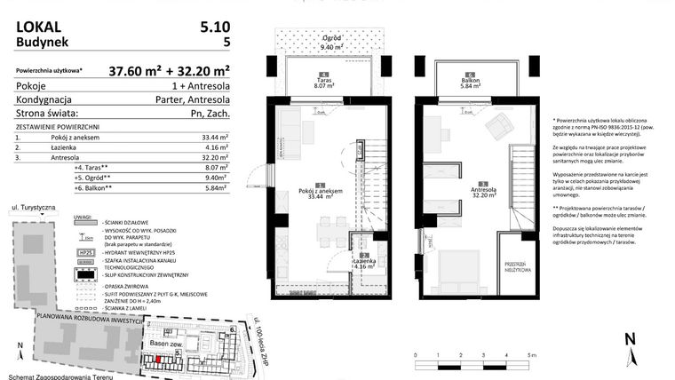 Rzut - Mieszkanie na sprzedaż 2 pokoje o powierzchni 69,8 m² - numer 5.10 w Pino Resort