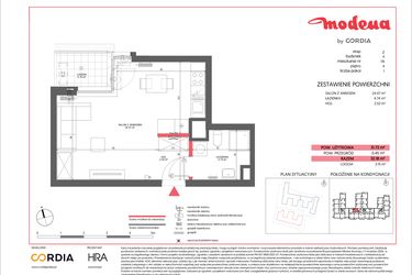 Rzut - Mieszkanie na sprzedaż 1 pokój o powierzchni 31,73 m² - numer A.116 w Modena II