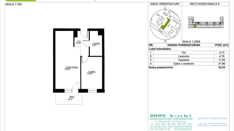 Rzut - Mieszkanie na sprzedaż 2 pokoje o powierzchni 42,53 m² - numer 28/31 w Symfonia Ptasia 28