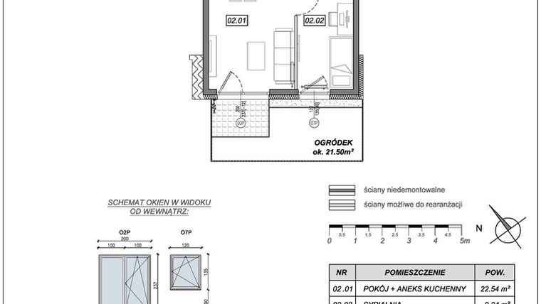 Rzut - Mieszkanie na sprzedaż 2 pokoje o powierzchni 35,39 m² - numer 10.B.02 w Nowe Południe bud. 10