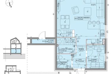 Rzut - Dom na sprzedaż 6 pokoi o powierzchni 140,89 m² - numer 2B w Wille przy Lesie etap II