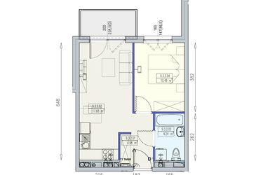 Rzut - Mieszkanie na sprzedaż 2 pokoje o powierzchni 36,99 m² - numer K2 9/3/2/2a w Południk 17 - budynek K2
