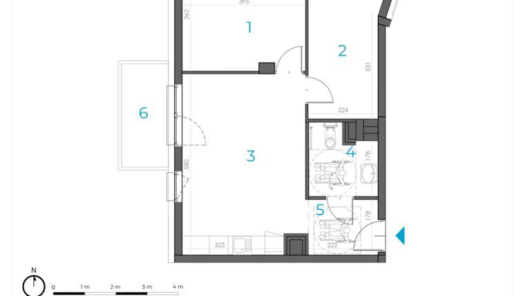 Rzut - Lokal użytkowy na sprzedaż 3 pokoje o powierzchni 54,12 m² - numer 2.B.04 w Incepti Gaj 2