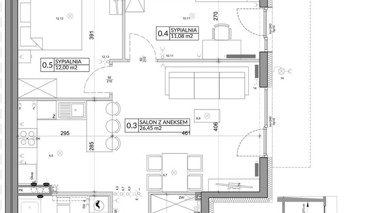 Rzut - Mieszkanie na sprzedaż 3 pokoje o powierzchni 61,95 m² - numer 42A w Osiedle Młodych etap V